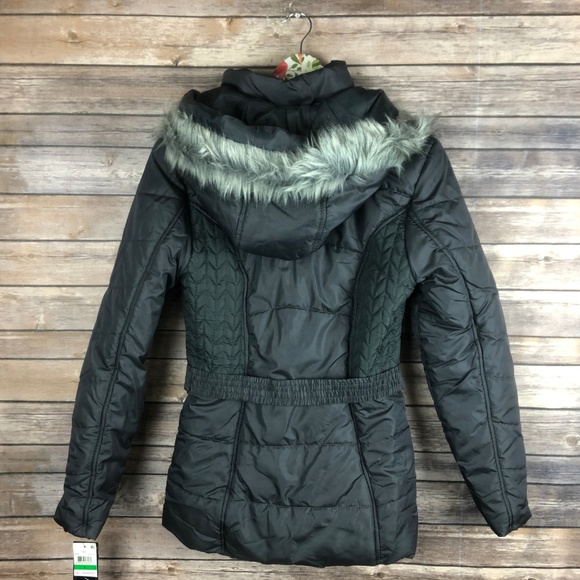Rampage Charcoal Gray Belted Puffer Coat - Picture 6 of 6